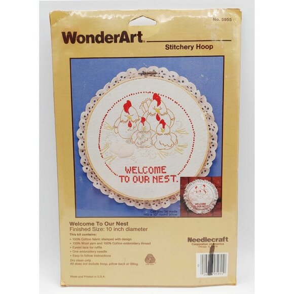WonderArt Embroidery Kit Welcome To Our Nest No. 5955 Made in USA Vintage - Picture 1 of 2